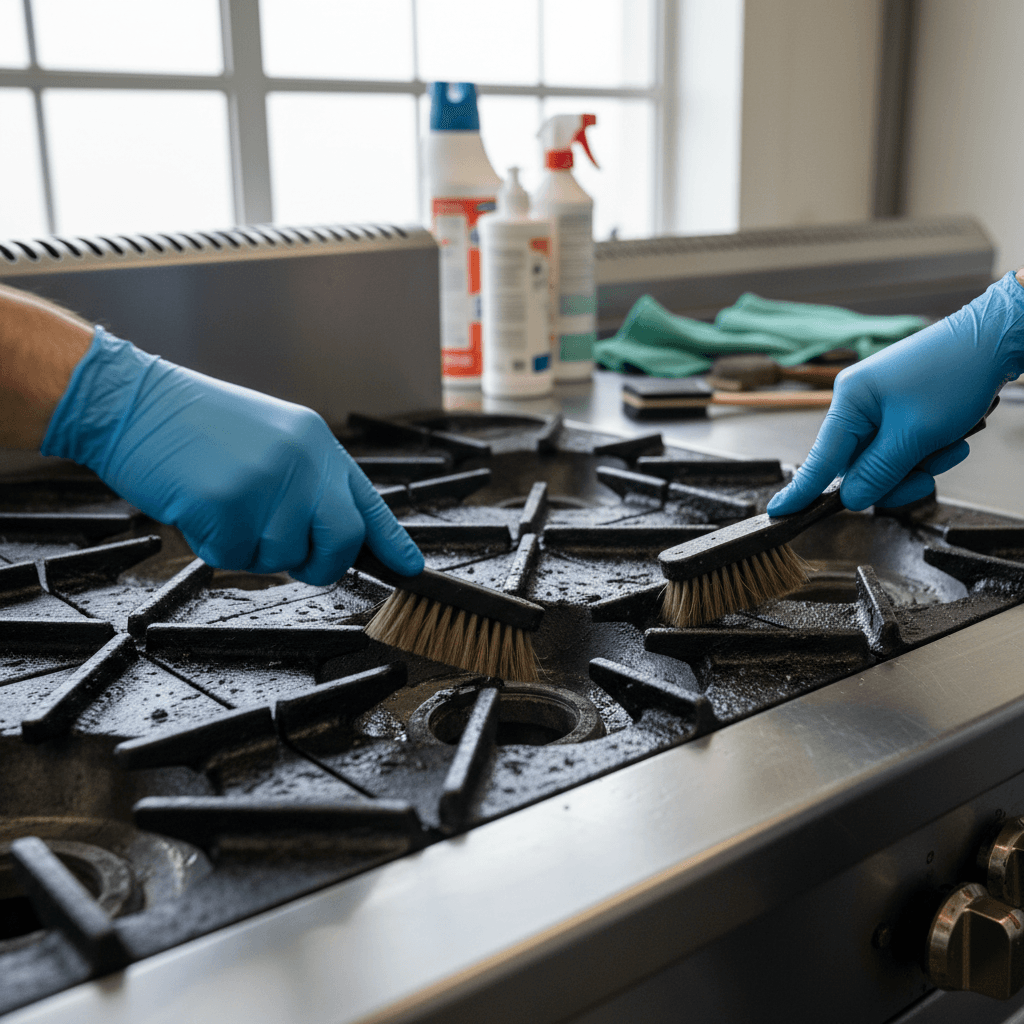 Technician repairing oven heating element