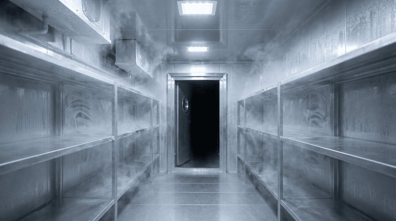 Technician measuring freezer temperature